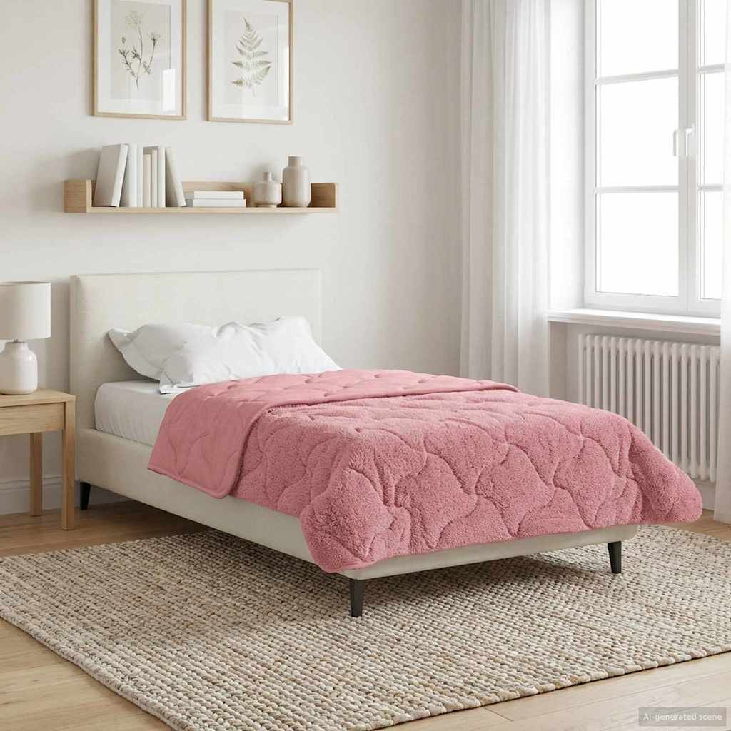 vidaXL Duvet de iarnă Roz 155 x 220 cm Microfibră și fleece Teddy