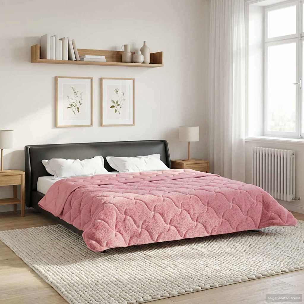 Winter Dekbed Roze 220 x 260 cm Microfiber en Teddy fleece image 1