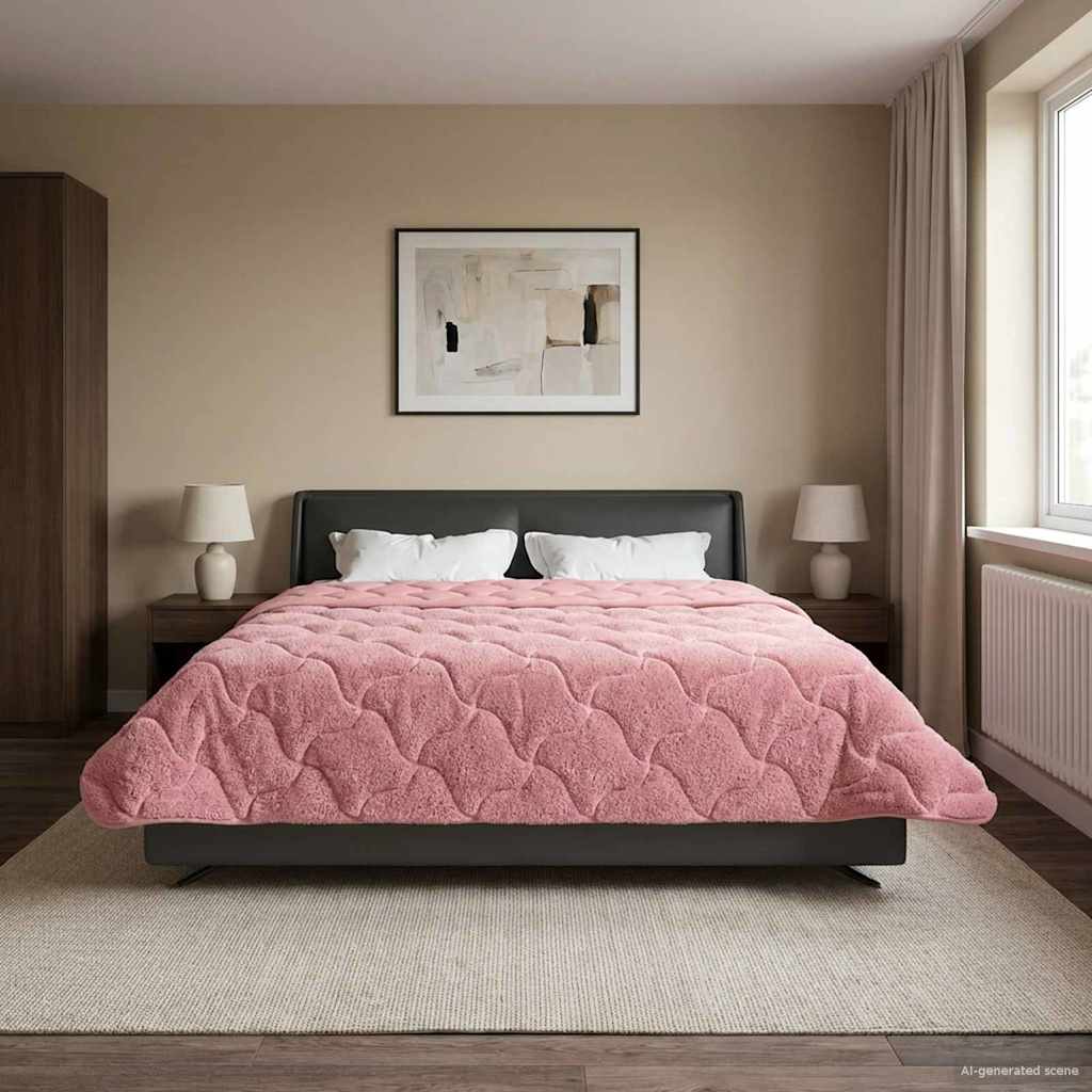 Winter Dekbed Roze 220 x 260 cm Microfiber en Teddy fleece image 4