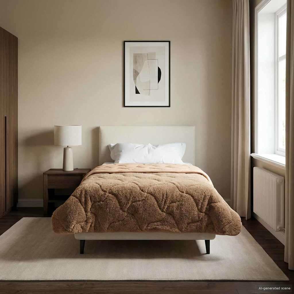 Winter Dekbed Taupe 135 x 200 cm Microfiber en Teddy fleece image 1