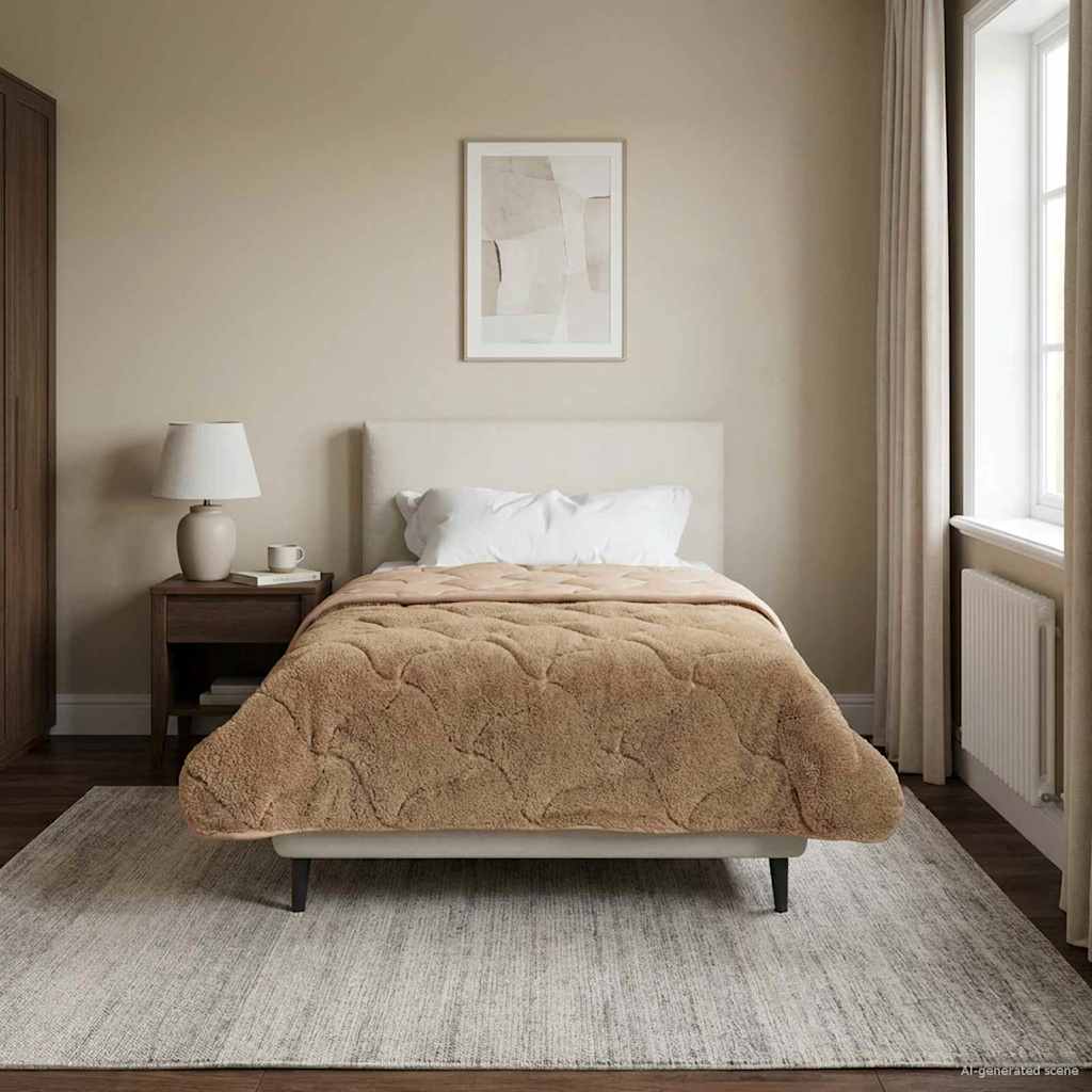 Winter Dekbed Taupe 135 x 220 cm Microfiber en Teddy fleece image 1