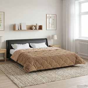 Zimní přikrývka Taupe 220 x 260 cm Mikrovlákno a teddy fleece - obrázek 1