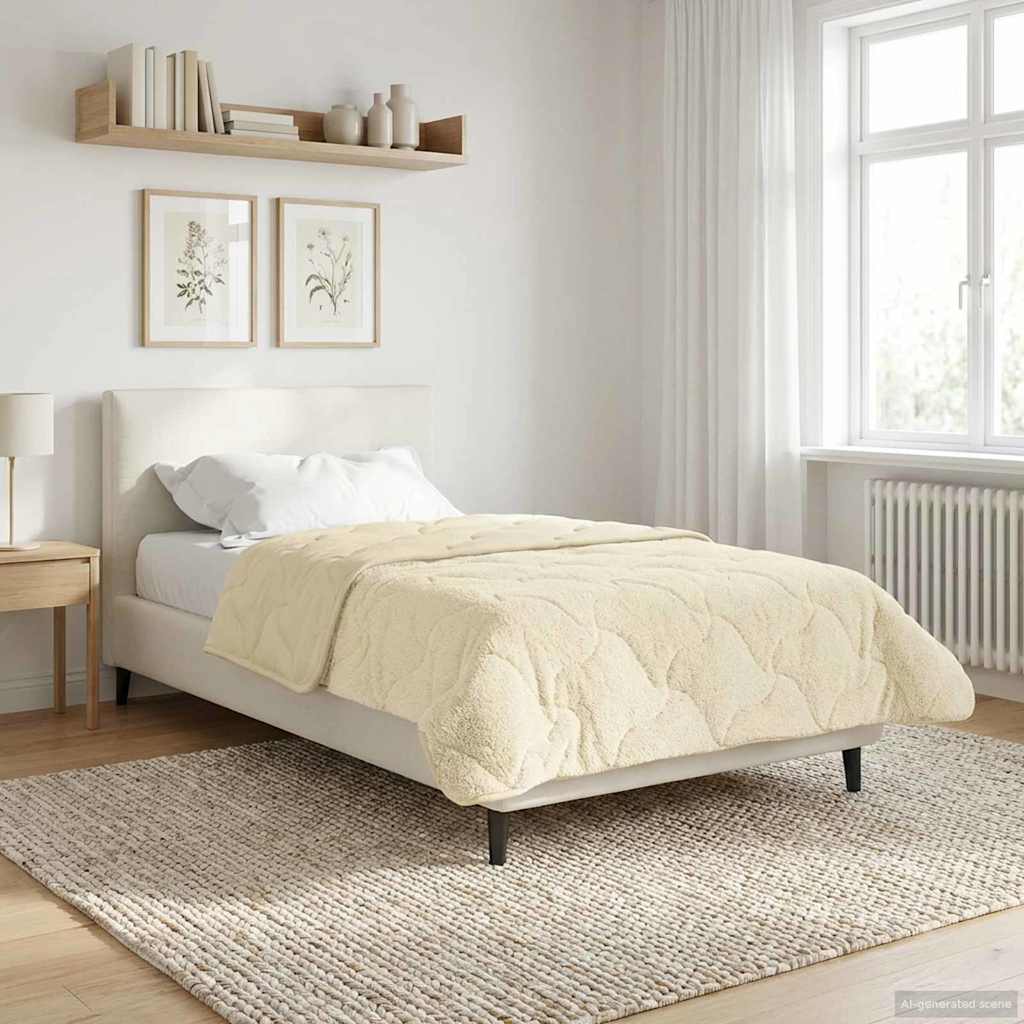 vidaXL Winterbettdecke Creme 140 x 200 cm Mikrofaser und Teddy-Fleece