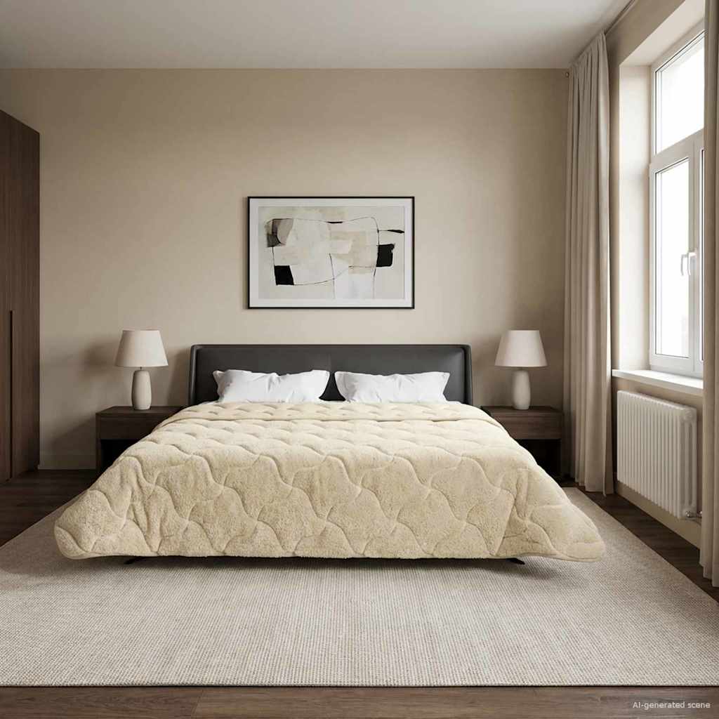 vidaXL Duvet de iarnă Crem 200 x 240 cm Microfibră și fleece Teddy