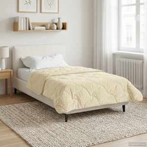 Zimska posteljnina krema 155 x 220 cm Mikrofibra in Teddy flis