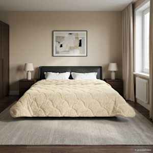Zimska posteljnina krema 200 x 220 cm Mikrofibra in Teddy flis