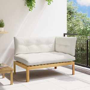 Kotni kavč Svetel akacija in kremno bela 132 x 92 x 82 cm