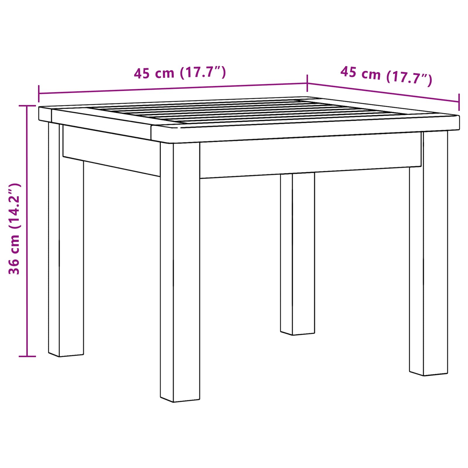 Salontafel Licht acacia 45 x 45 x 36 cm Massief Acaciahout image 7