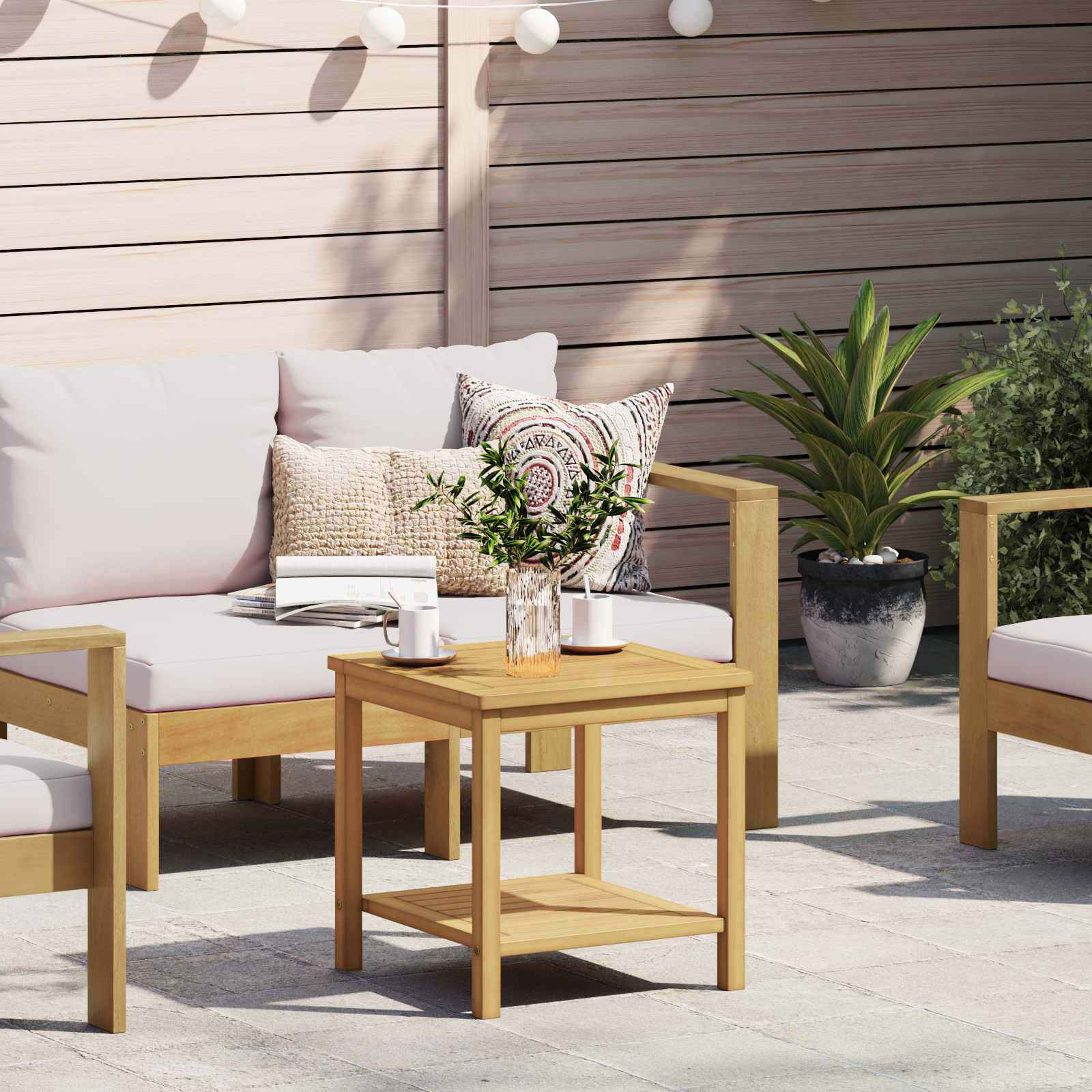 Bijzettafel Olie naturel 45 x 45 x 45 cm Massief Acaciahout image 1