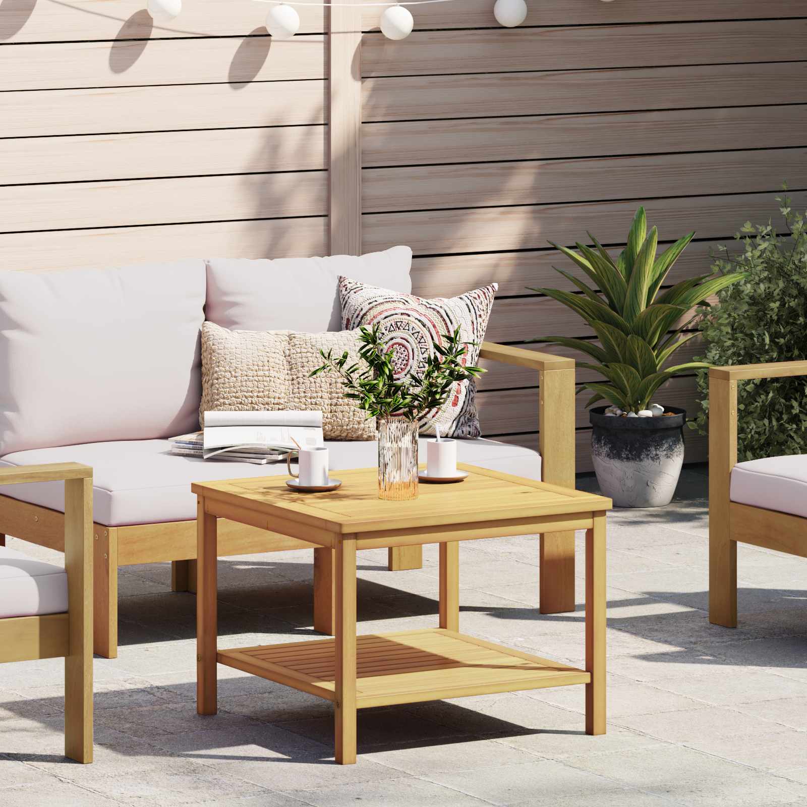 Bijzettafel Olie naturel 60 x 60 x 45 cm Massief Acaciahout image 1