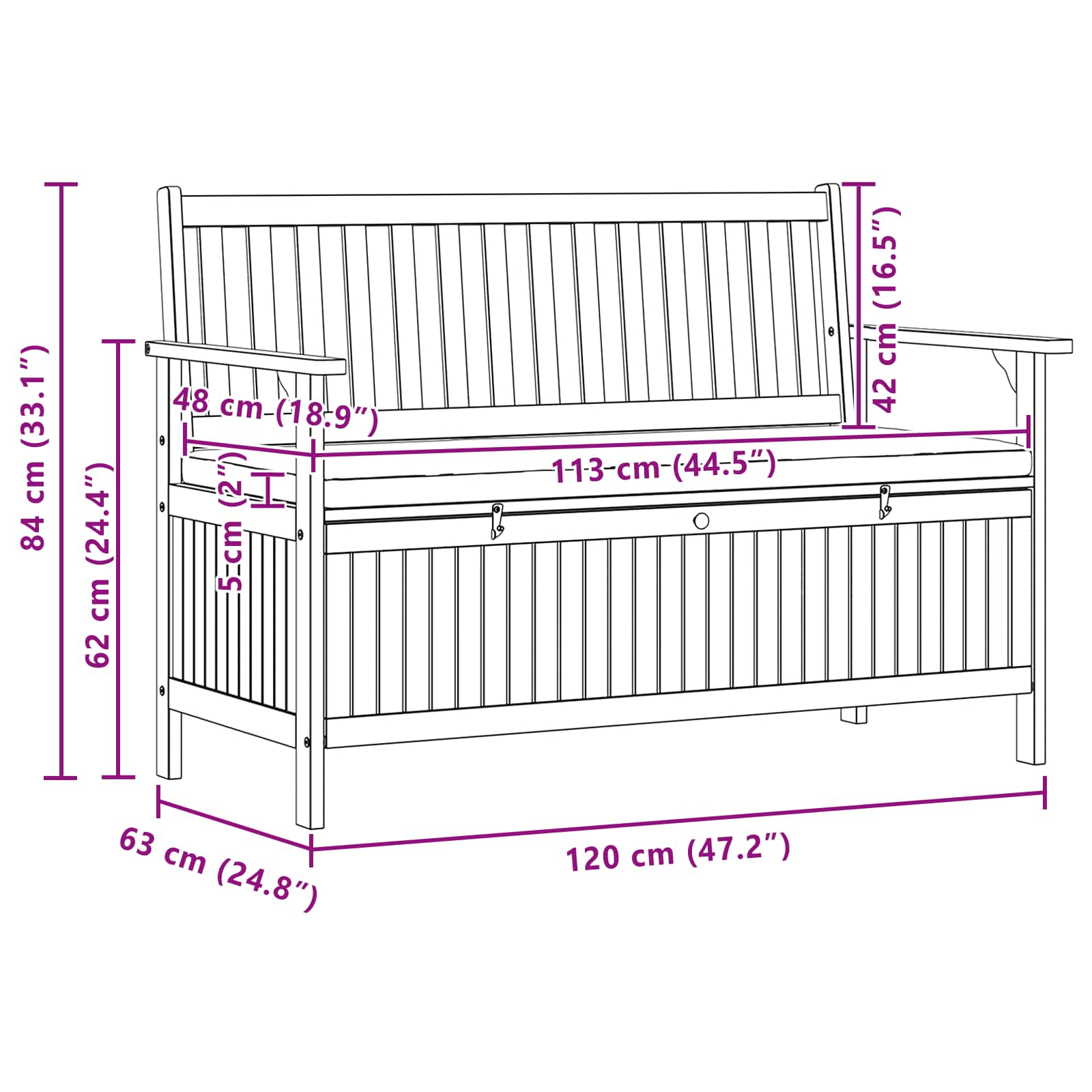 Παγκάκι με αποθήκευση με μαξιλάρι με αποθήκευση με πόρτα - Image 8