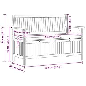 Úložná lavice 2 -Seater 120 x 63 x 84 cm Masivní akácie - obrázek 8