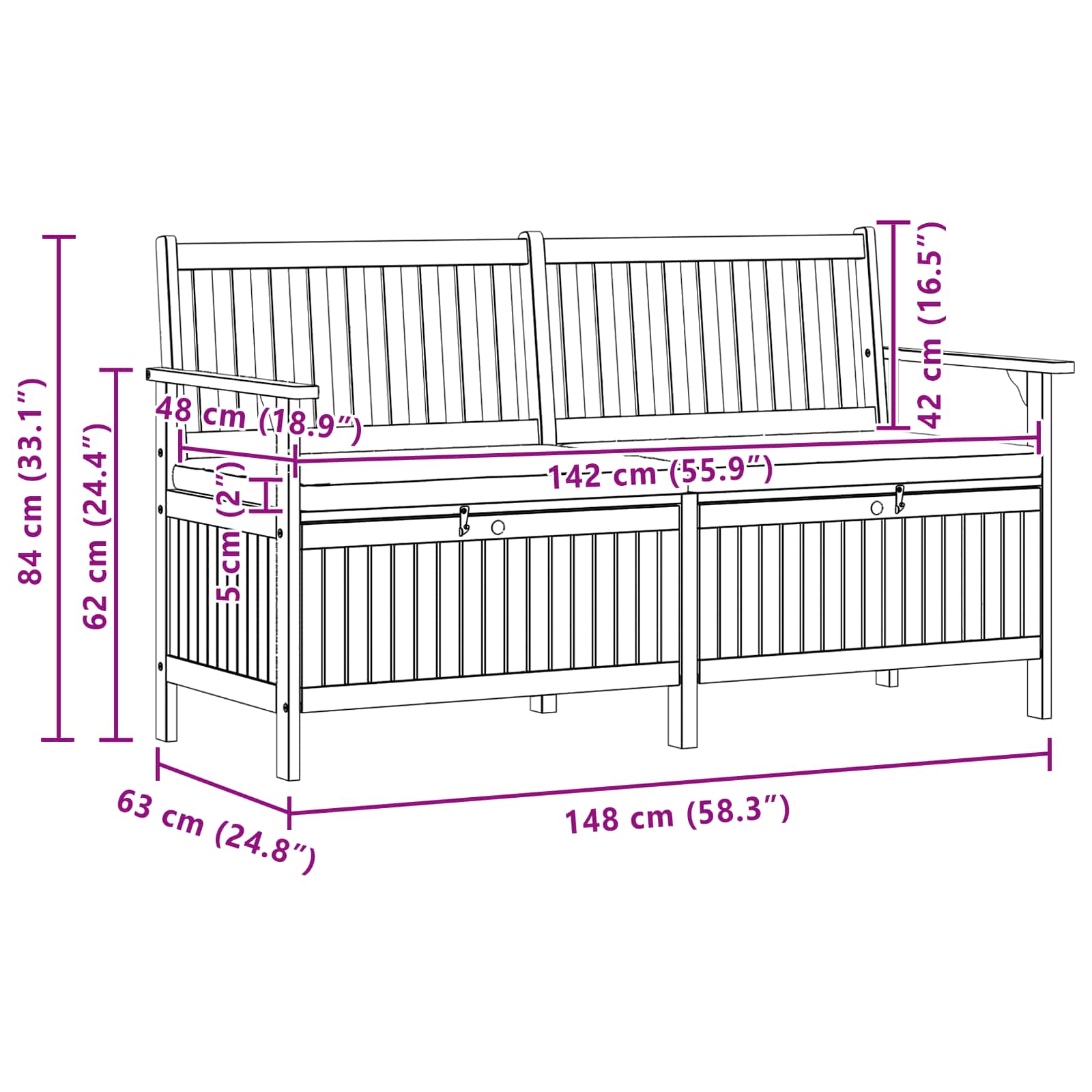 Opslagbank met opslag met de deur Massief Acacia image 8