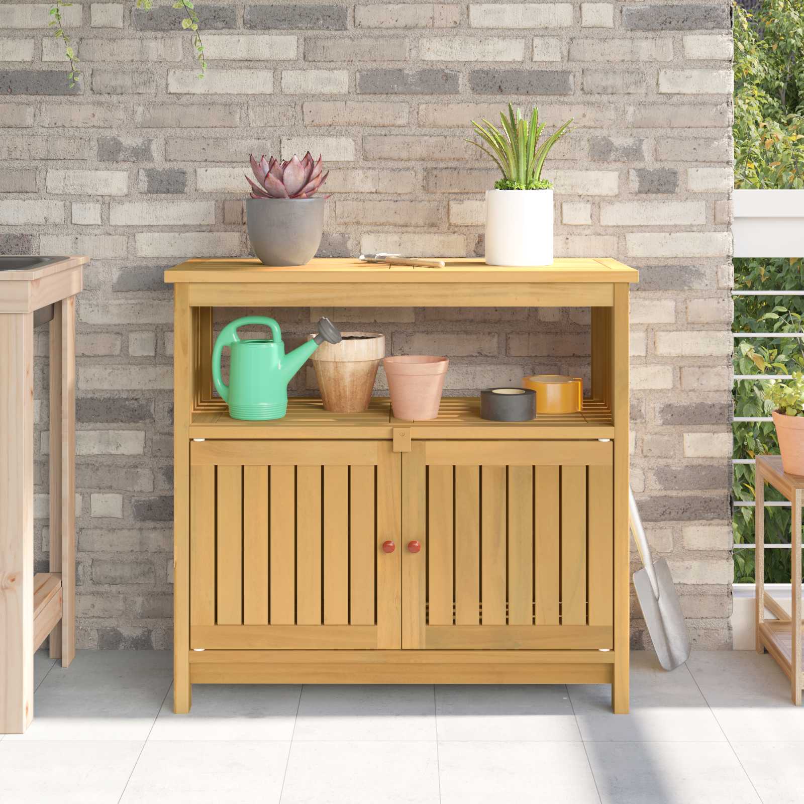 vidaXL Masă de consolă pentru grădină Acacia deschis 80 x 35 x 75 cm