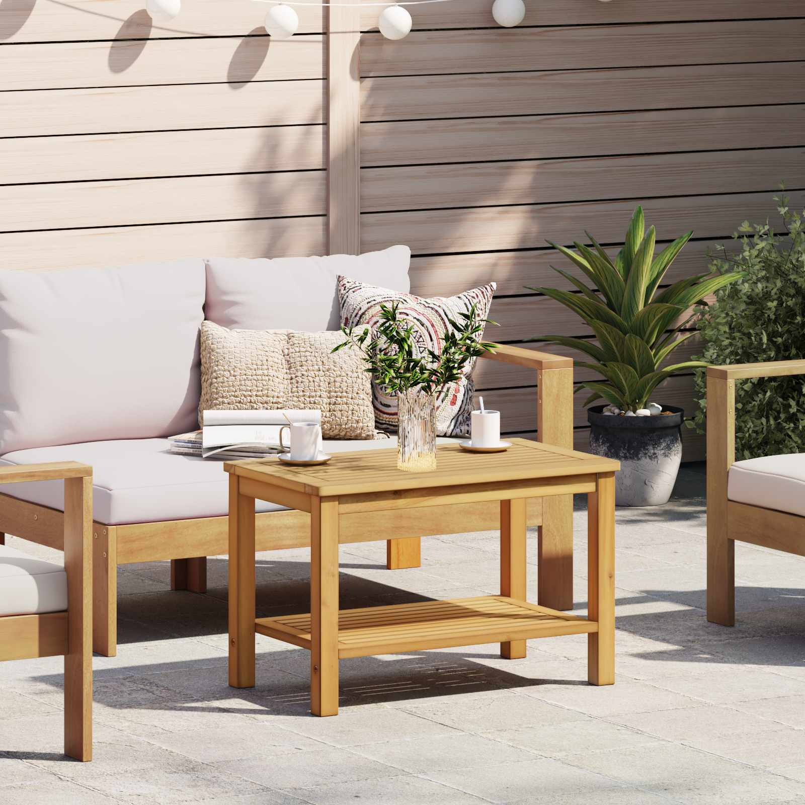 Bijzettafel Olie naturel 70 x 40 x 45 cm Massief Acaciahout image 1