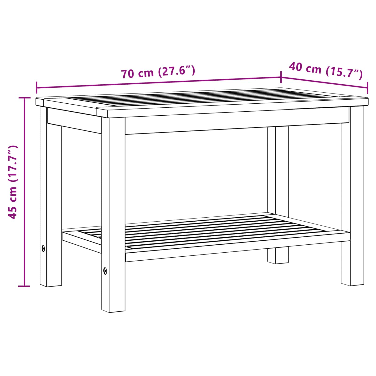 Bijzettafel Olie naturel 70 x 40 x 45 cm Massief Acaciahout image 9