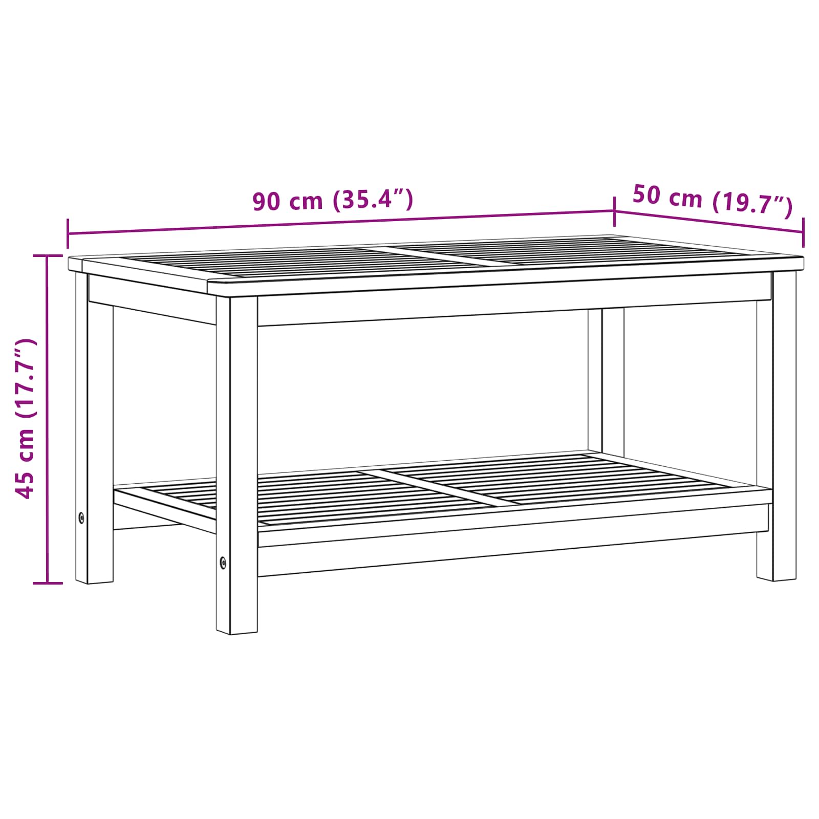 Bijzettafel Olie naturel 90 x 50 x 45 cm Massief Acaciahout image 9