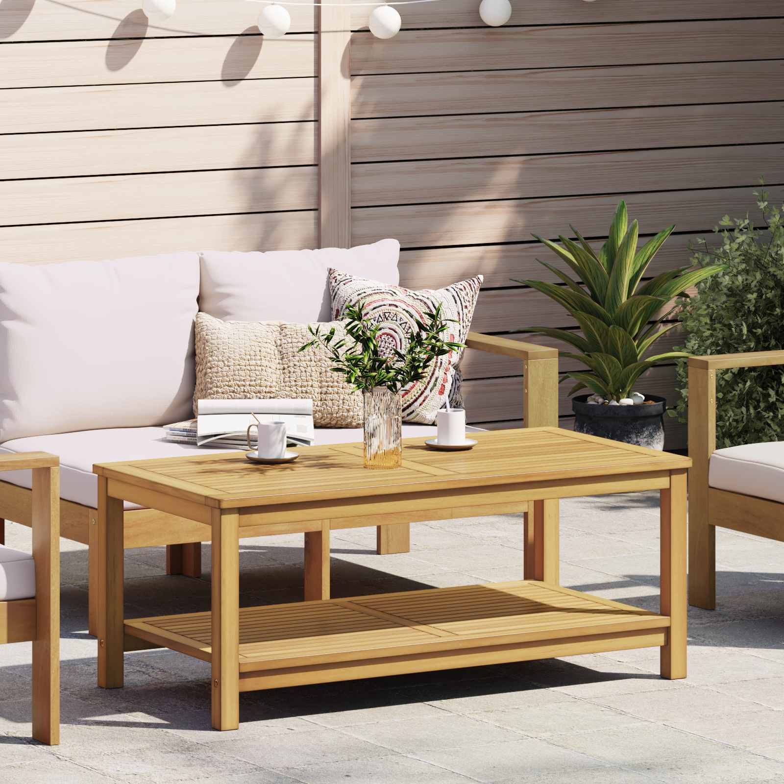 Bijzettafel Olie naturel 110 x 55 x 45 cm Massief Acaciahout image 1