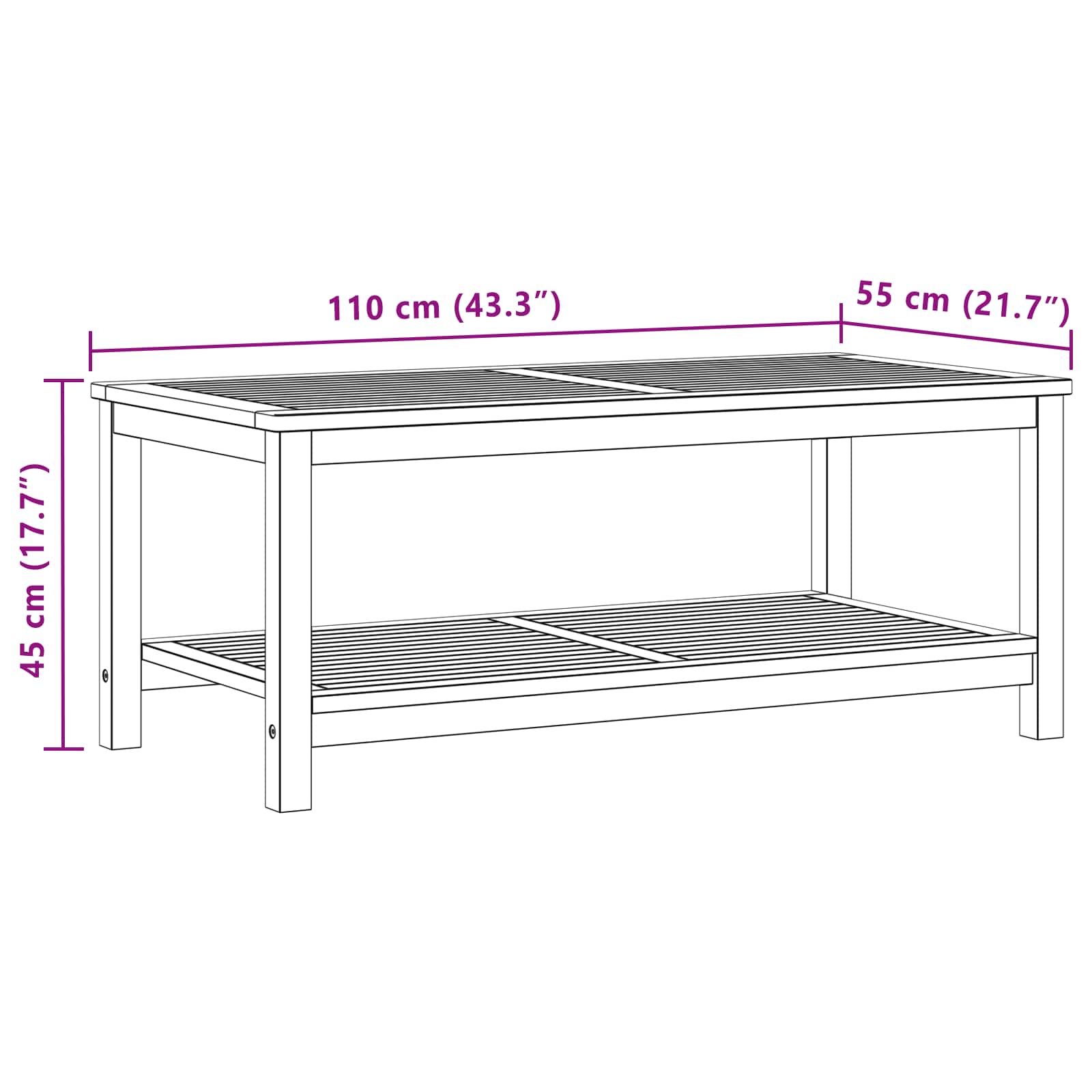 Bijzettafel Olie naturel 110 x 55 x 45 cm Massief Acaciahout image 9