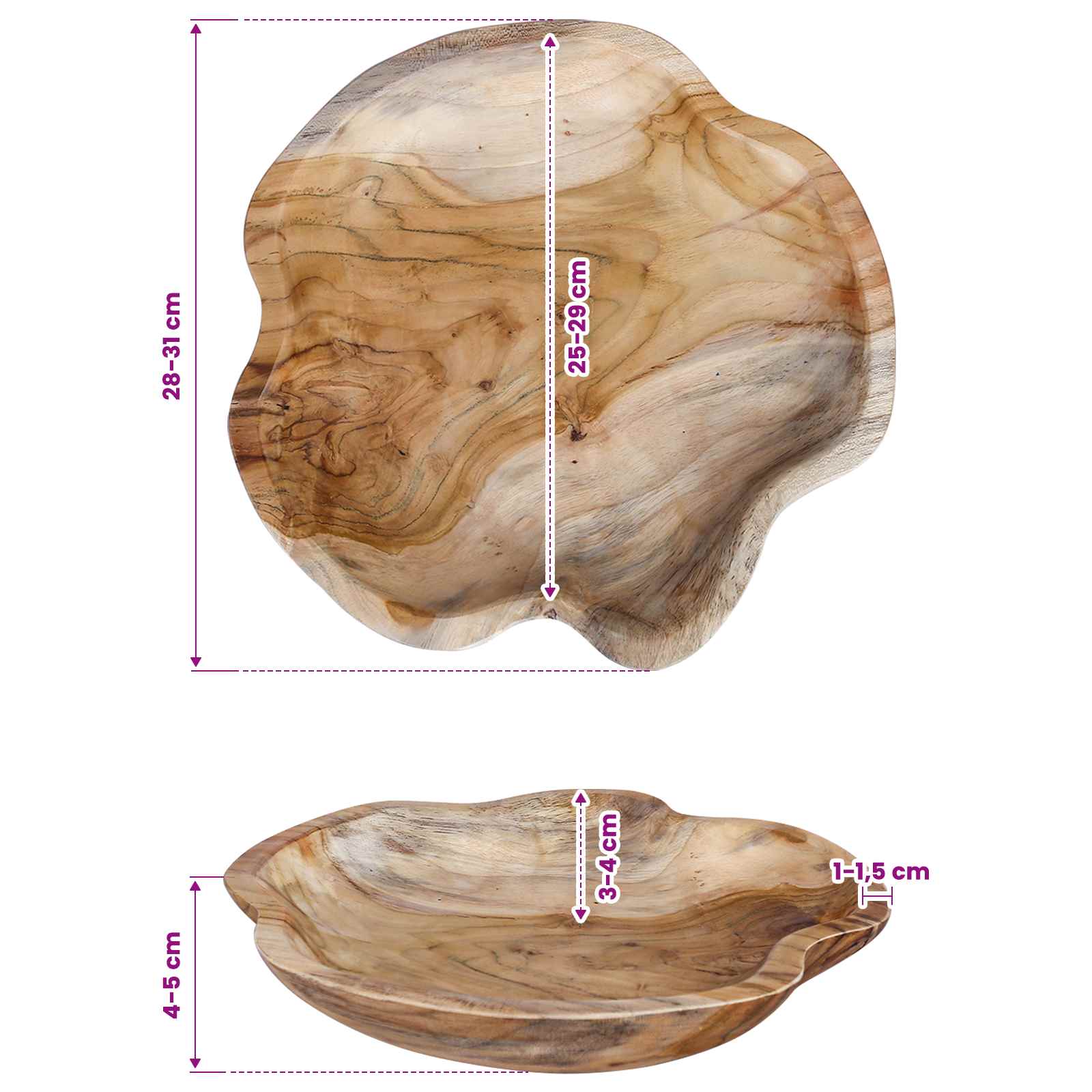 Fruitschaal JEPARA Teakbruin Ø 30 cm Massief Teakhout image 8