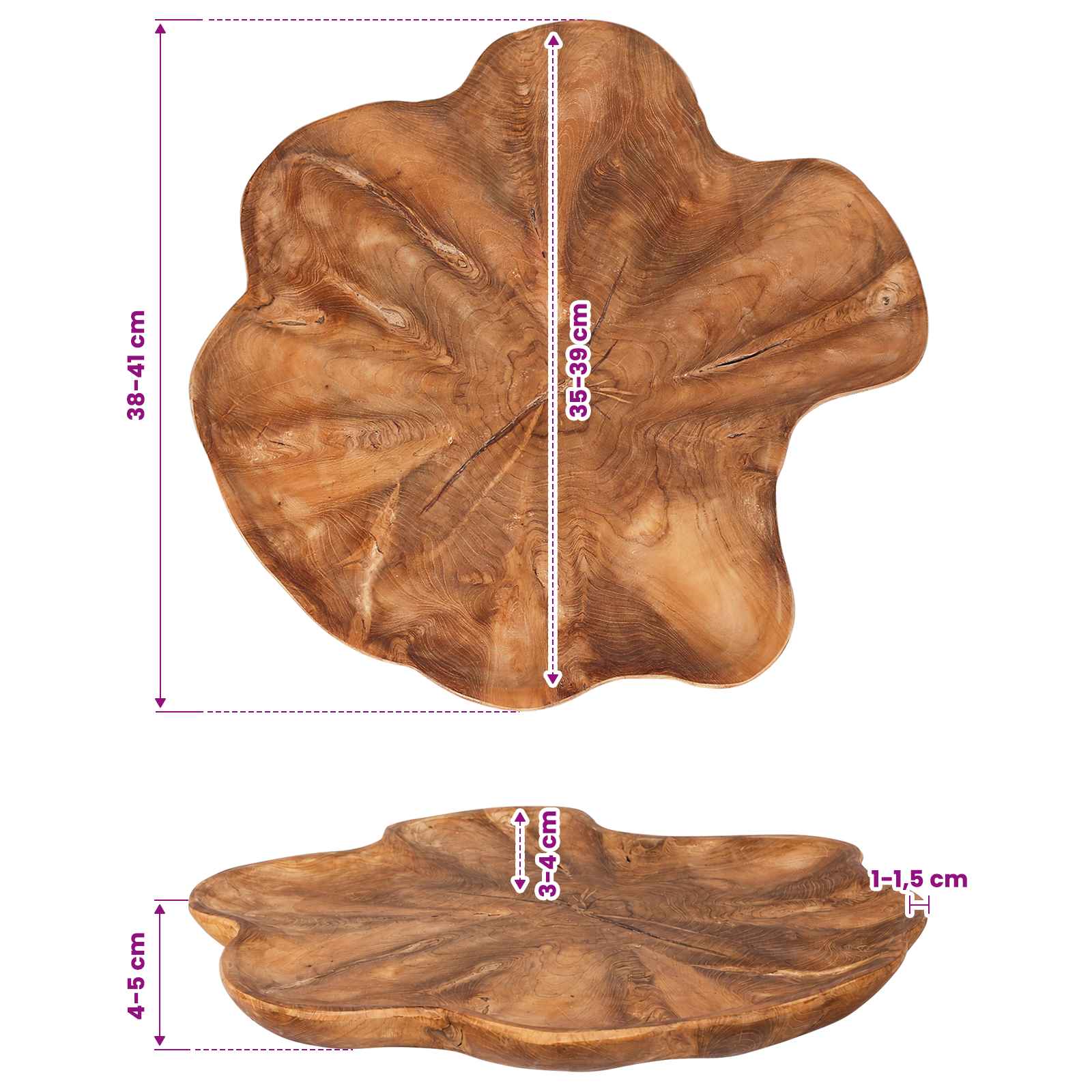 Fruitschaal JEPARA Teakbruin Ø 40 cm Massief Teakhout image 7