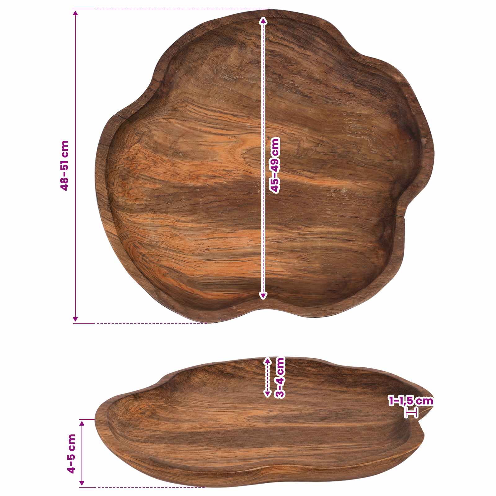Fruitschaal JEPARA Teakbruin Ø 50 cm Massief Teakhout image 7