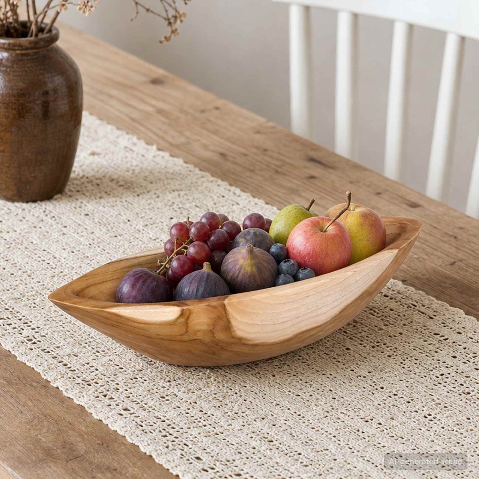 Fruit Bowl JEPARA Teak Brown 46 x 16 x 11 cm image 1