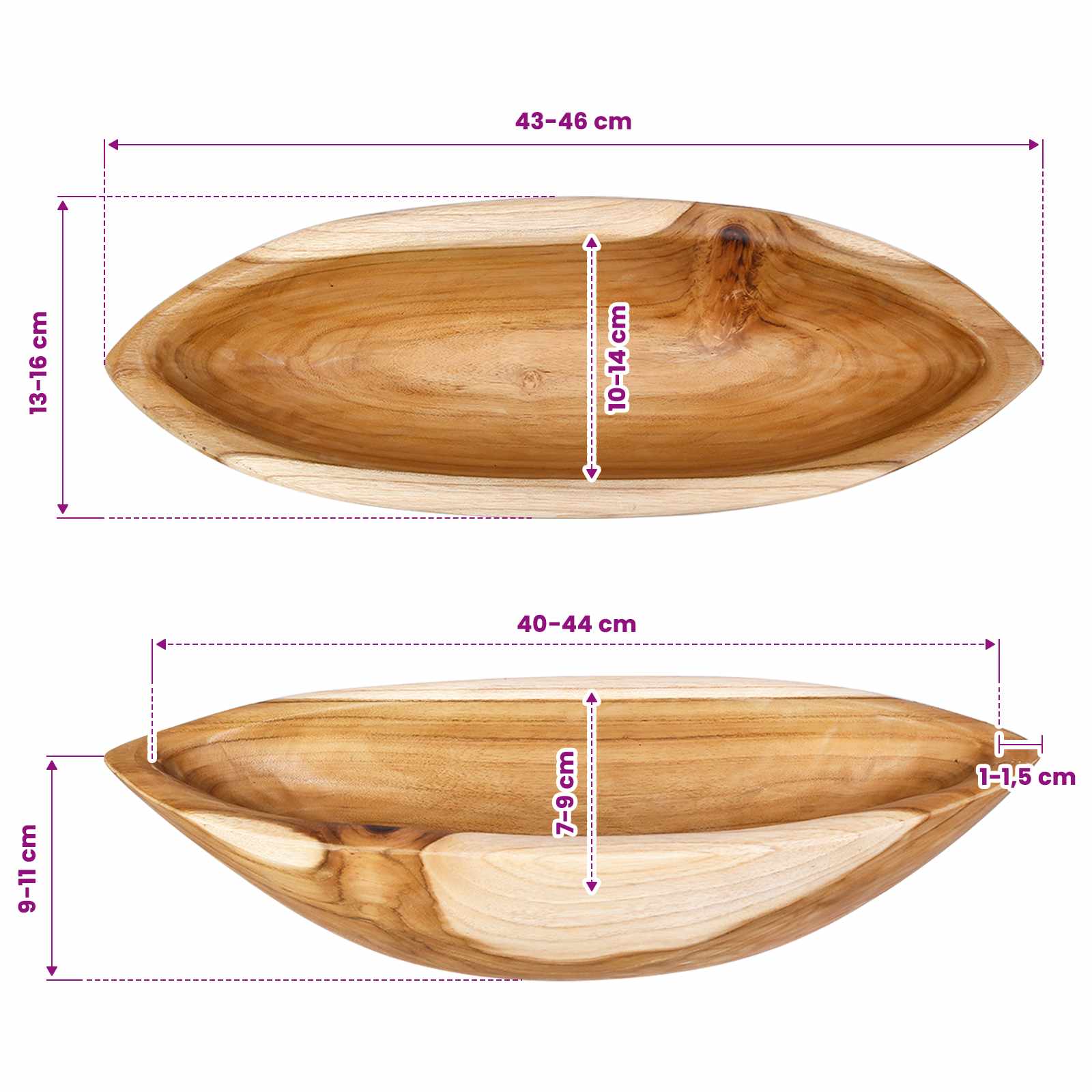 Fruit Bowl JEPARA Teak Brown 46 x 16 x 11 cm image 9