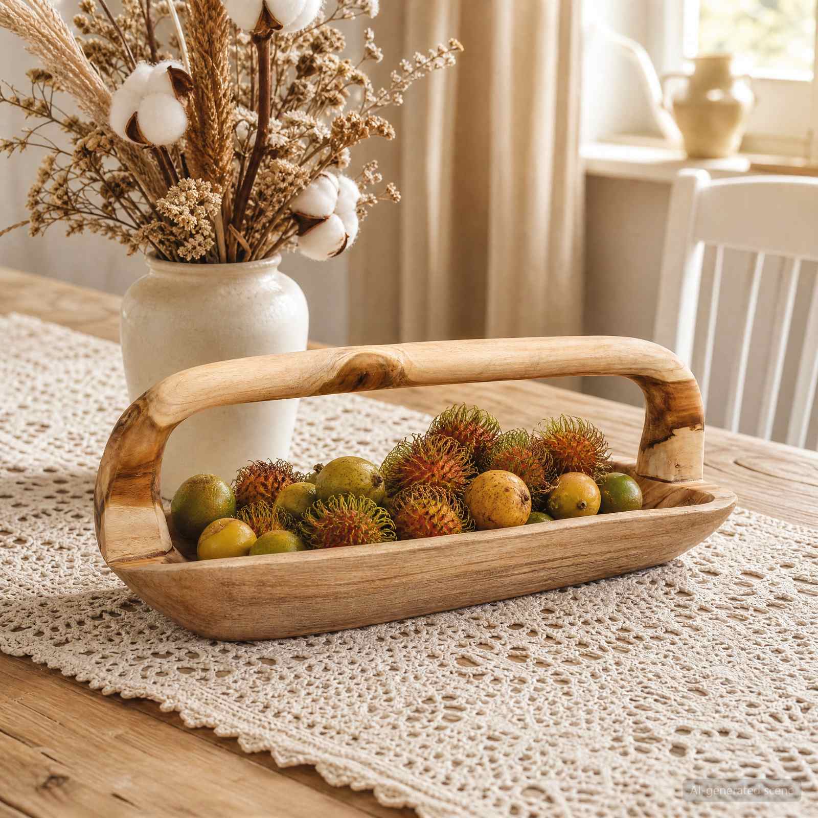 Fruit Bowl JEPARA Teak Brown 61 x 21 x 21 cm image 1