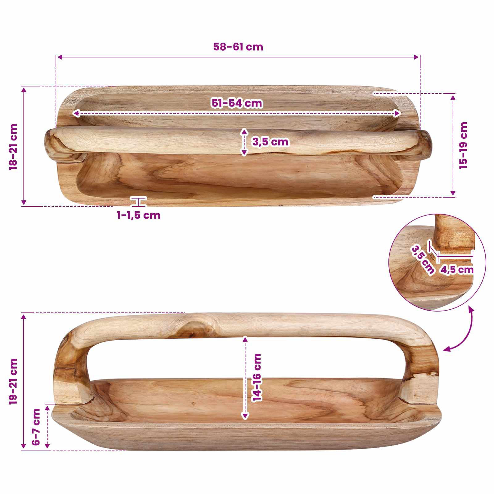 Fruit Bowl JEPARA Teak Brown 61 x 21 x 21 cm image 9
