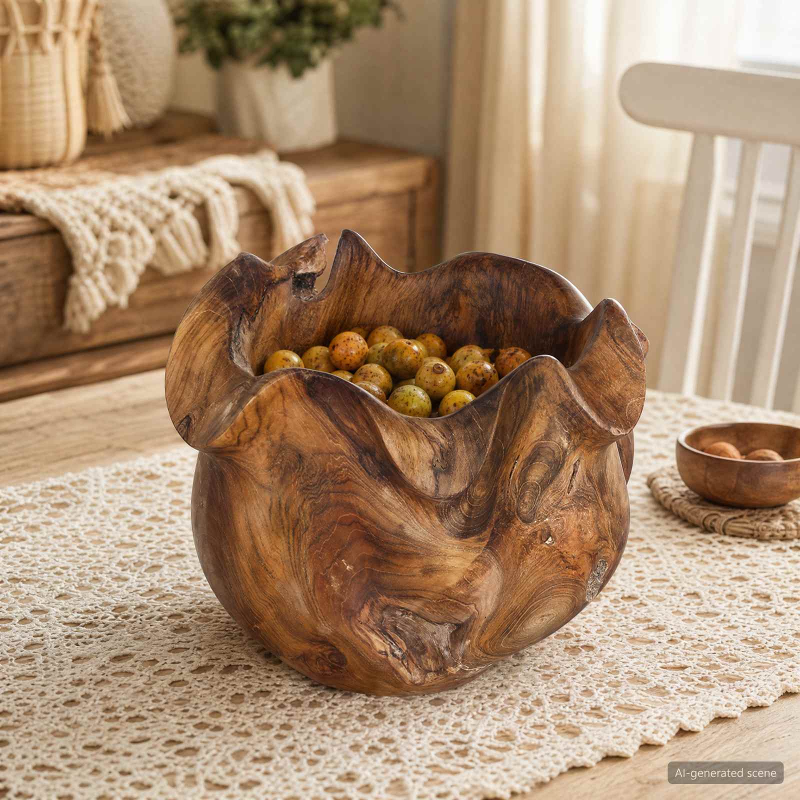 Fruitschaal JEPARA Teakbruin Ø 35 cm Massief Teakhout image 1