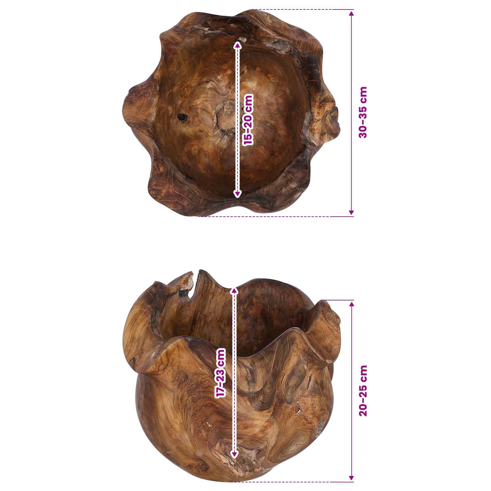 Fruitschaal JEPARA Teakbruin Ø 35 cm Massief Teakhout image 8