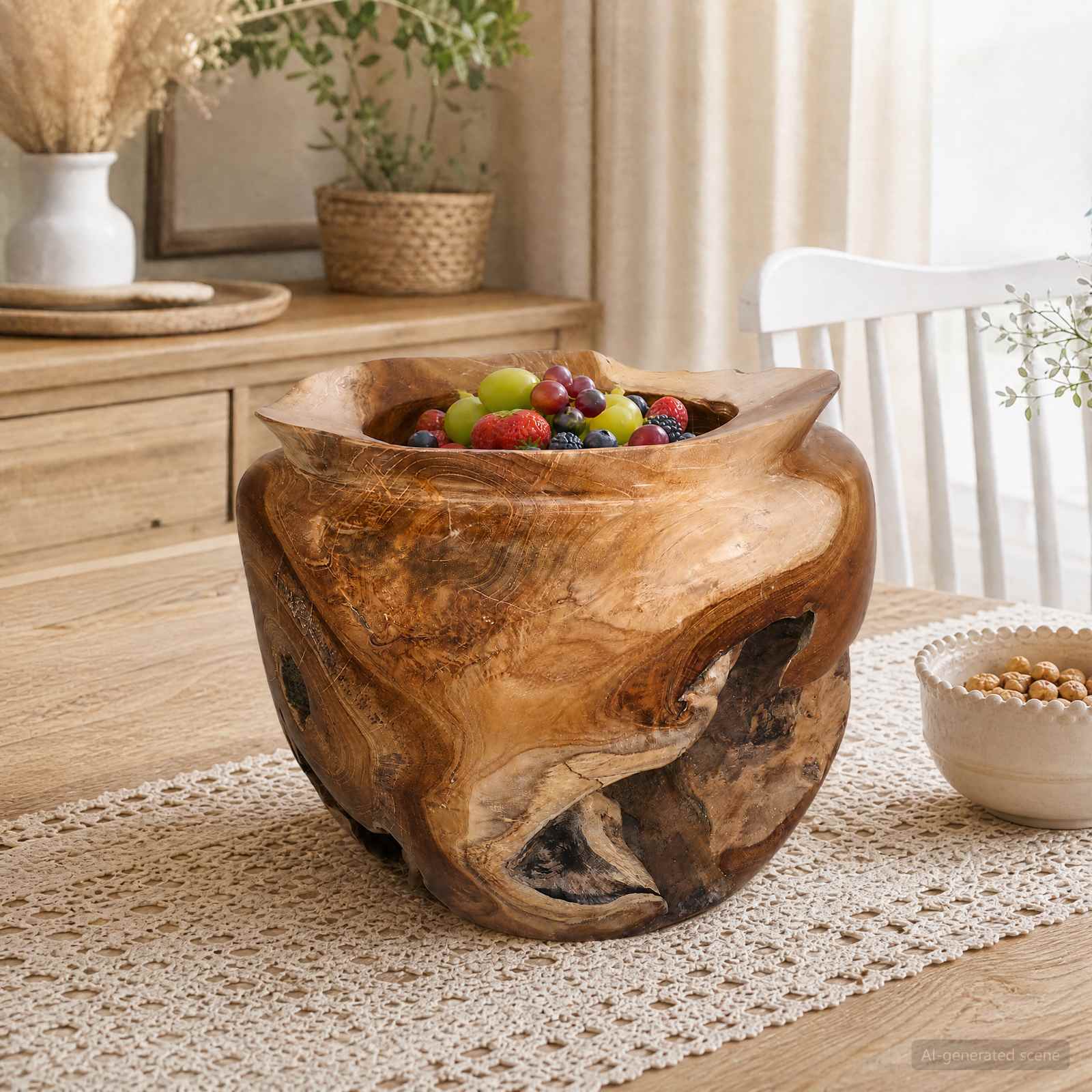 Fruitschaal JEPARA Teakbruin Ø 35 cm Massief Teakhout image 1