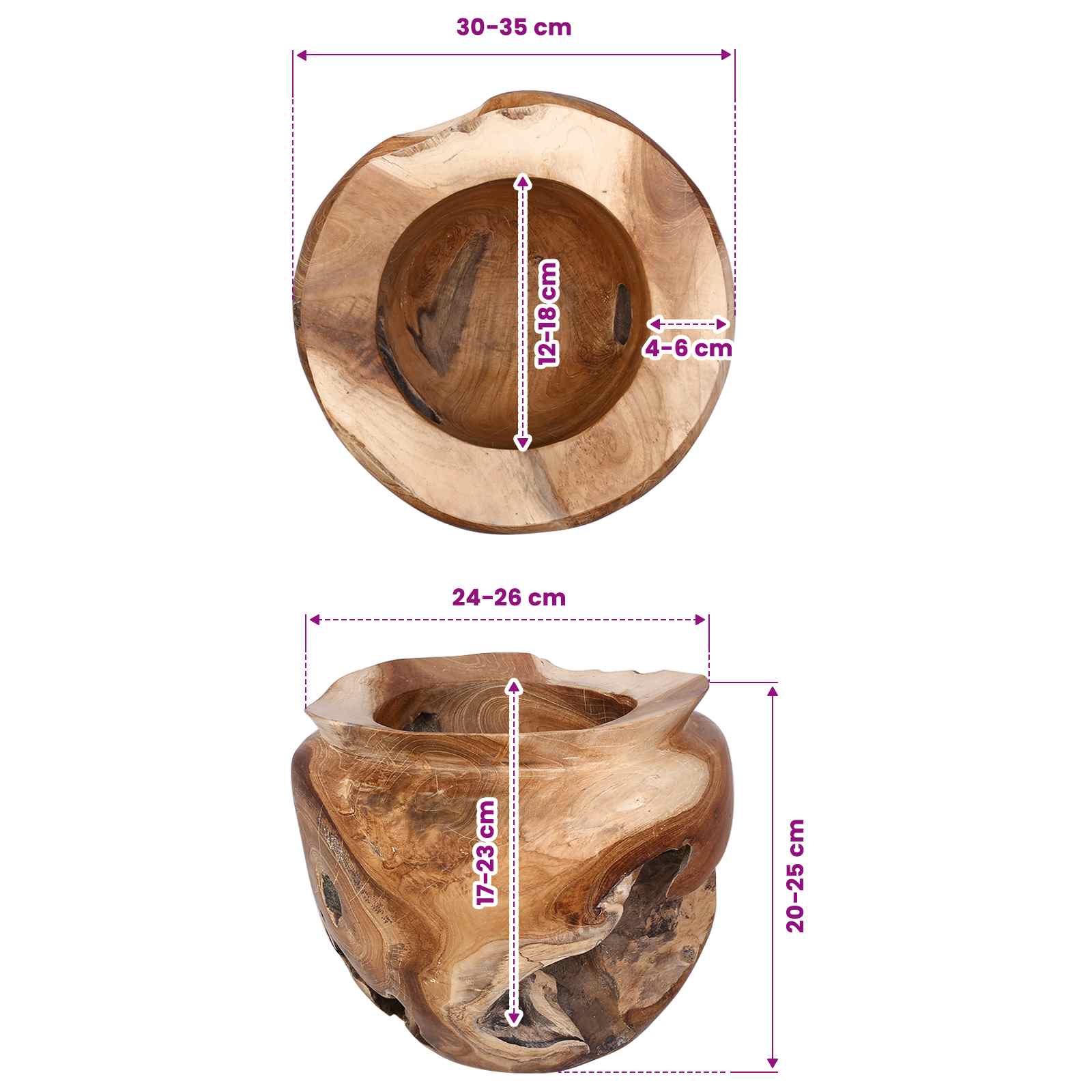 Fruitschaal JEPARA Teakbruin Ø 35 cm Massief Teakhout image 8