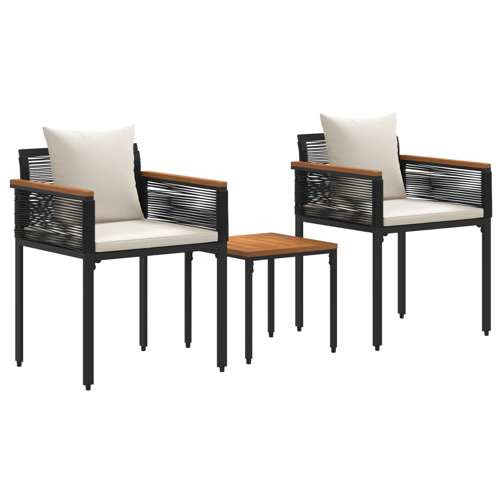 Āra mēbeļu komplekts 3 pcs Melns un krēmkrāsas balts PE ratan