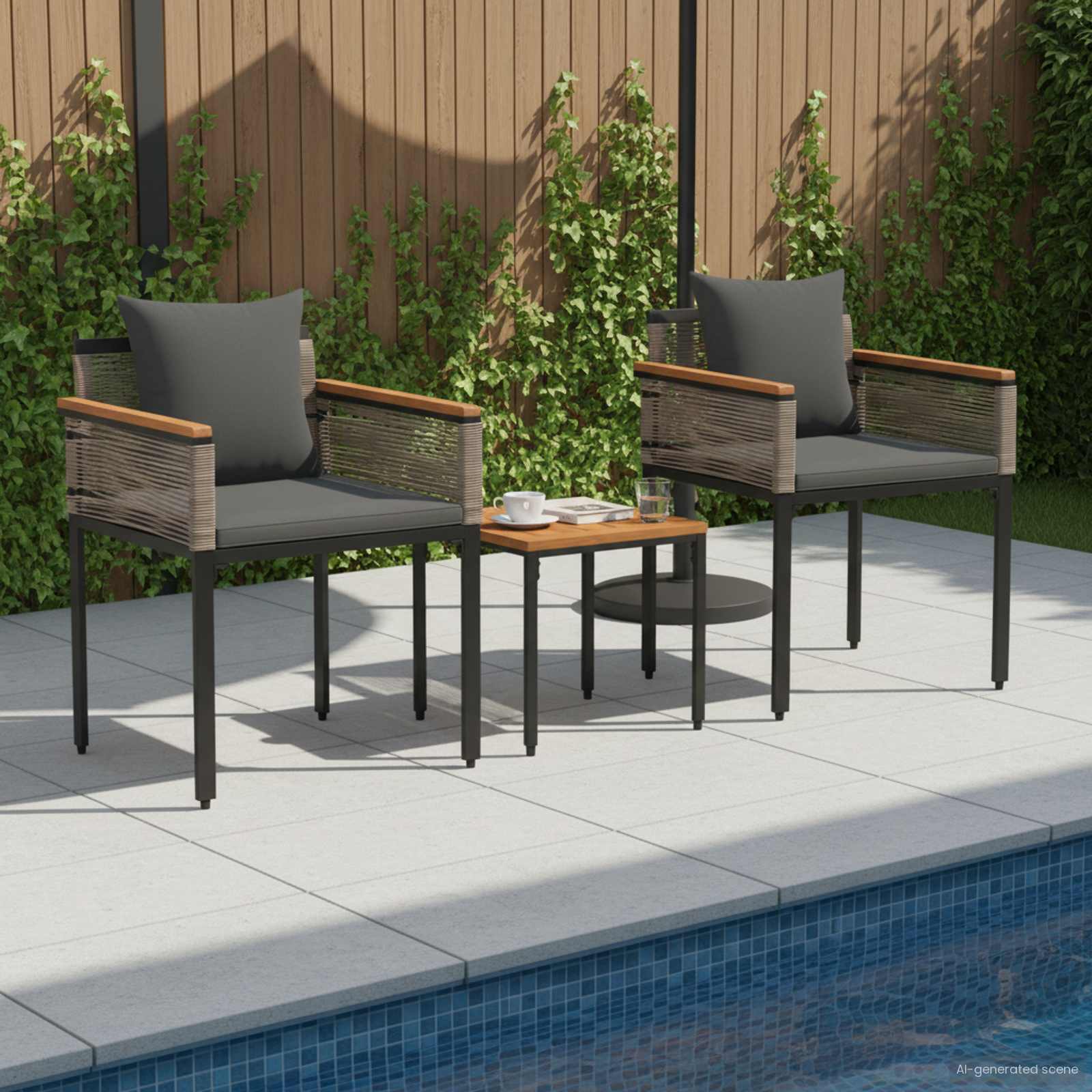 vidaXL Set de Mobilier pentru Exterior 3 pcs Gri și gri închis