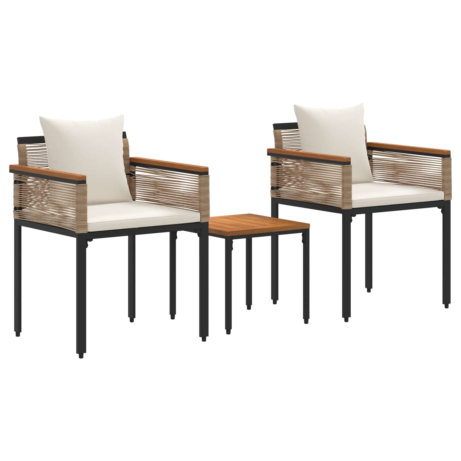 Āra mēbeļu komplekts 3 pcs Beige un krēmbalta PE ratan