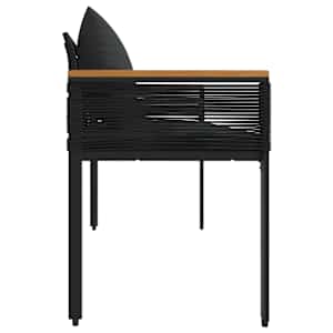 Venkovní lavice s polštářem Černá 117 x 54 x 74.5 cm polyratan - obrázek 6