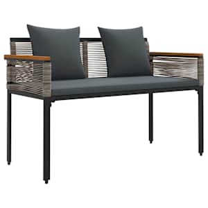 Venkovní lavice Šedá a tmavě šedá 117 x 54 x 74.5 cm polyratan - obrázek 2