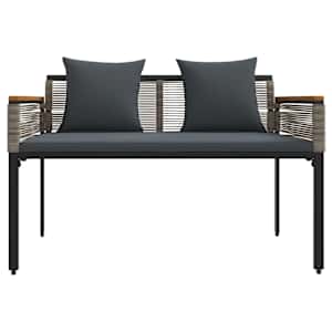 Venkovní lavice Šedá a tmavě šedá 117 x 54 x 74.5 cm polyratan - obrázek 5