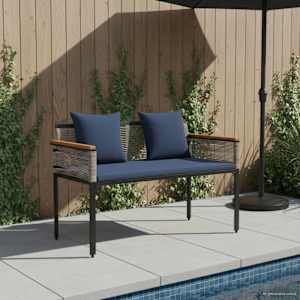 Zunanja klop Siva in mornarsko modra 117 x 54 x 74.5 cm