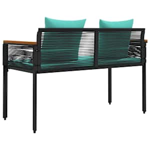 Venkovní lavice Černá a tyrkysová 117 x 54 x 74.5 cm polyratan - obrázek 7
