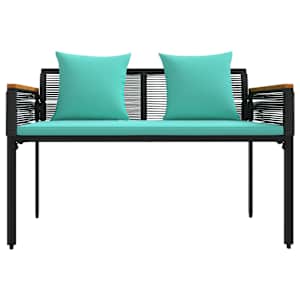 Venkovní lavice Černá a tyrkysová 117 x 54 x 74.5 cm polyratan - obrázek 5