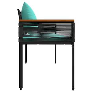 Venkovní lavice Černá a tyrkysová 117 x 54 x 74.5 cm polyratan - obrázek 6