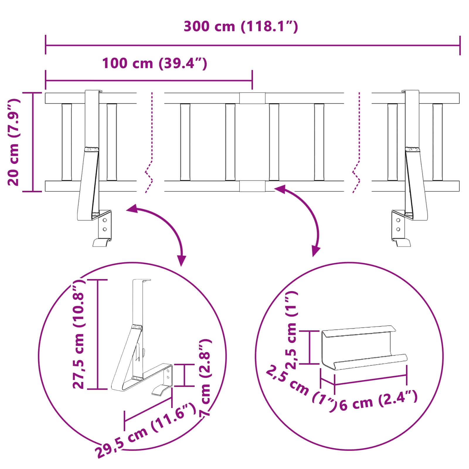Snežni varovalni sistem za strehe Antracit 300 x 29,5 x 34,5 cm - slika 11