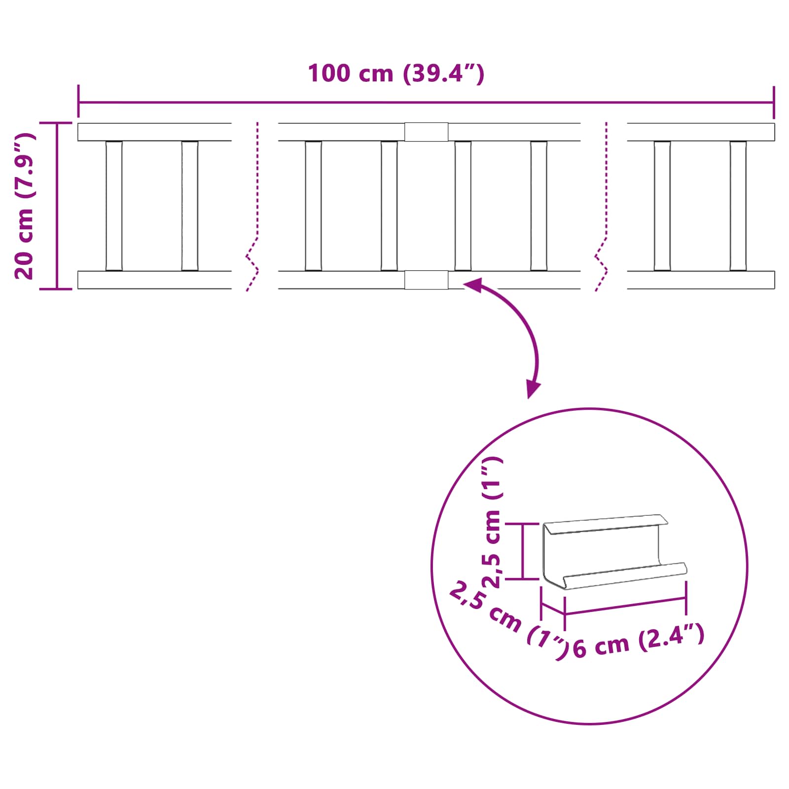 Snežni varovalni sistem za strehe Antracit 100 x 2,5 x 20 cm - slika 9