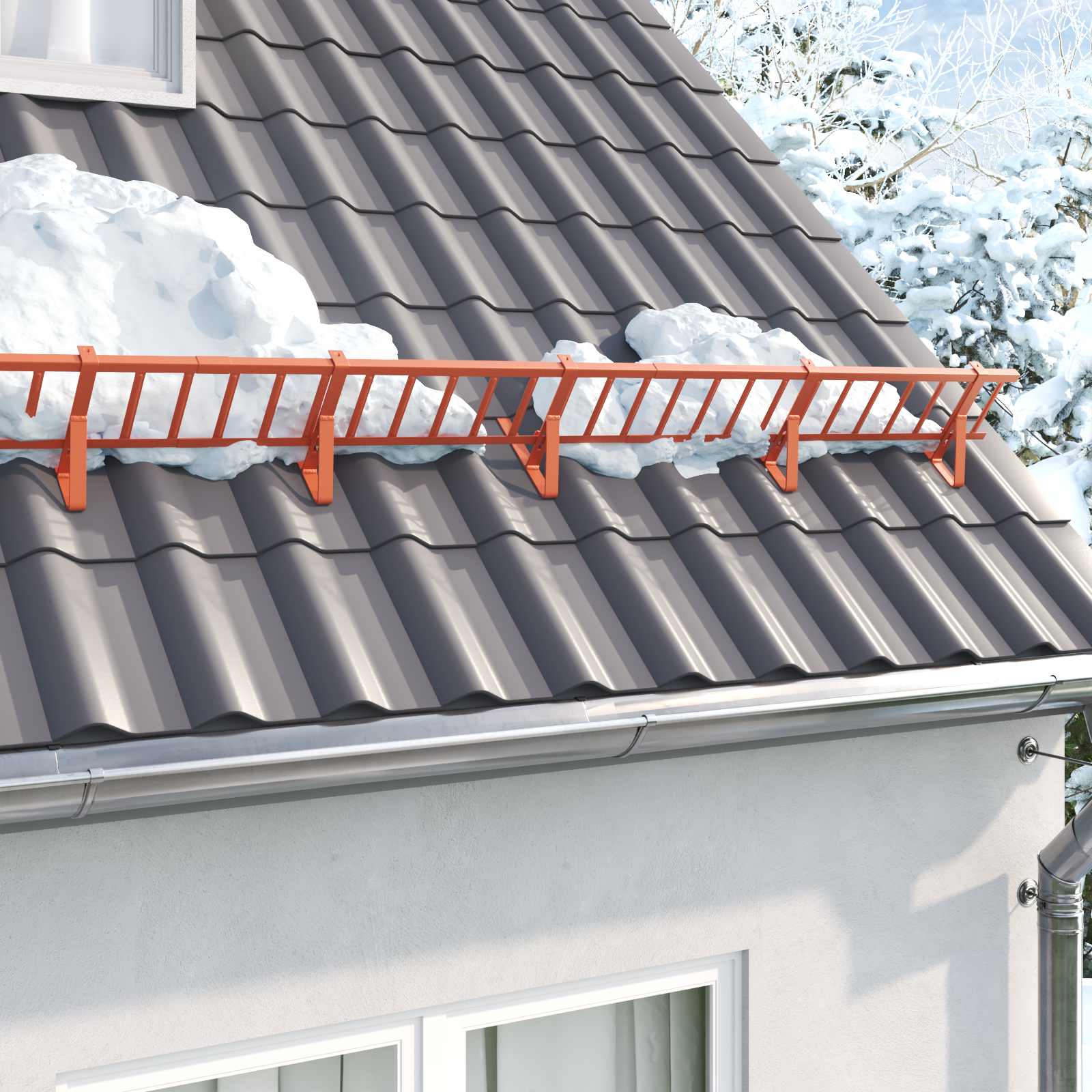 vidaXL Suport pentru Zăpadă Roșu 29,5 x 3 x 34,5 cm Oțel