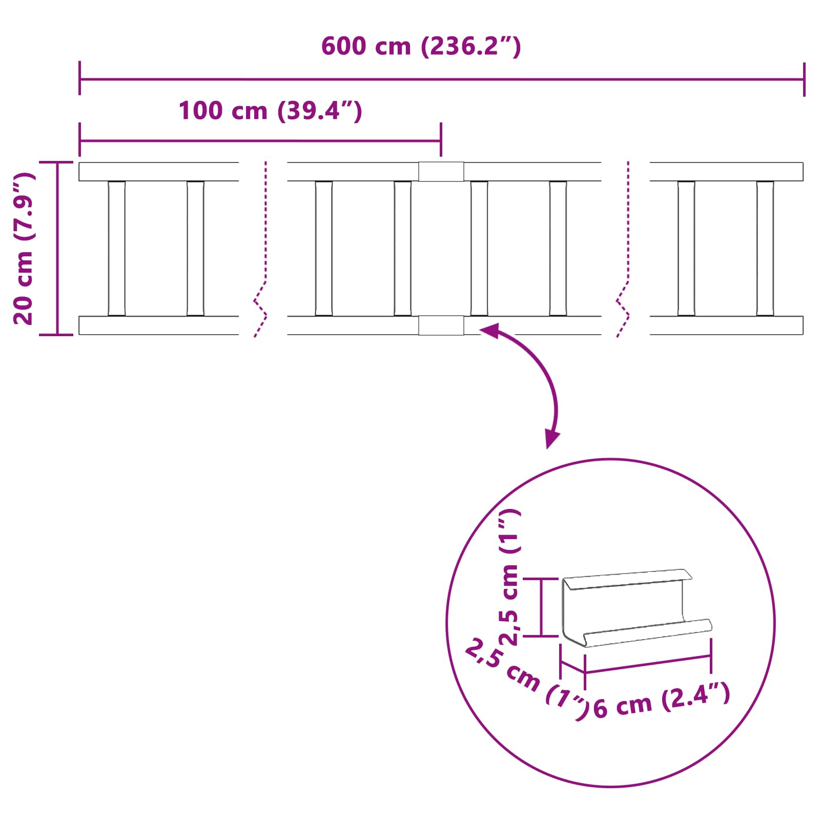 Snežni varovalni sistem za strehe Rdeča 600 x 2,5 x 20 cm Jeklo - slika 10