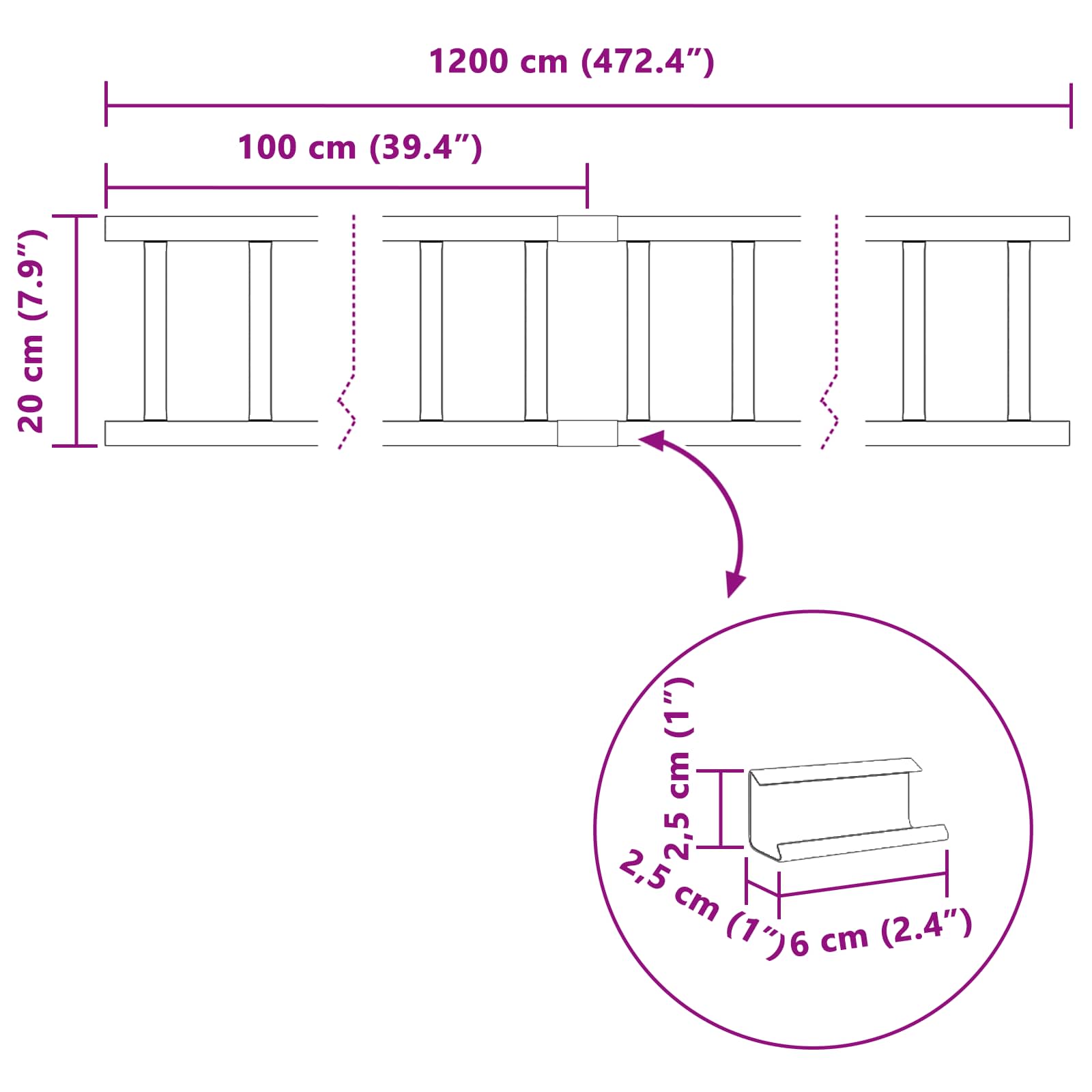 Snežni varovalni sistem za strehe Rdeča 1200 x 2,5 x 20 cm - slika 10