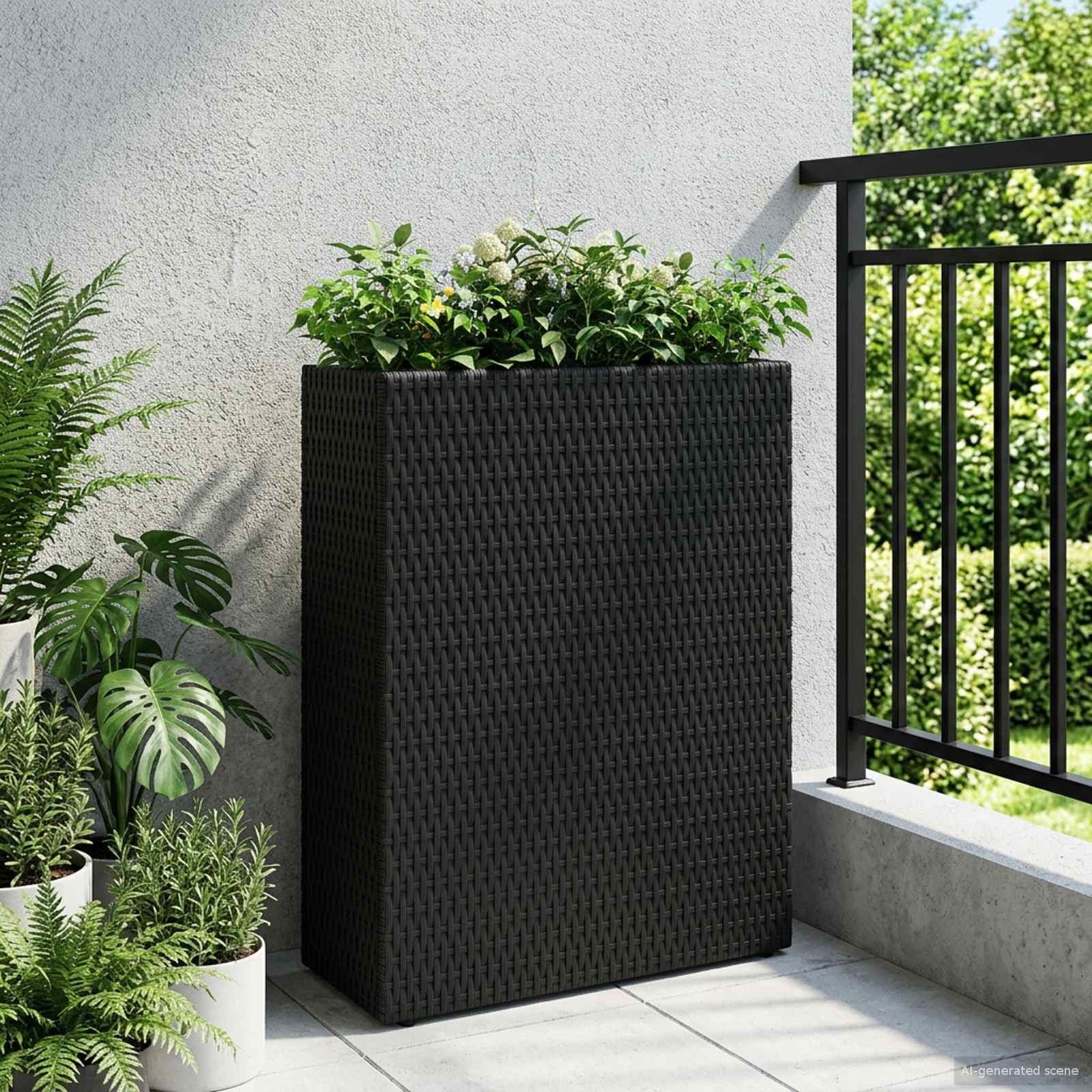 Hoge Plantenbak Zwart 55 x 22 x 70 cm polyrattan image 1
